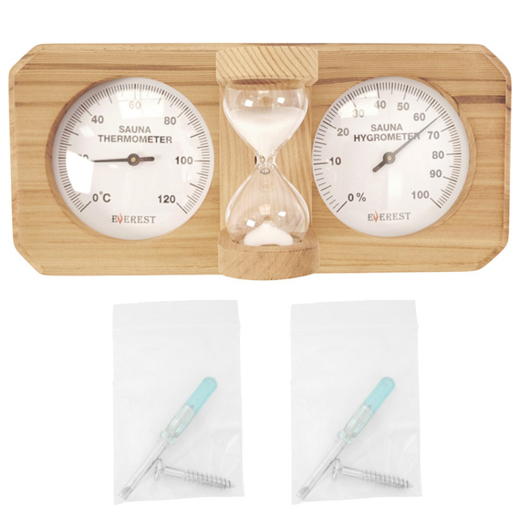 Термогигрометр Everest с часами кедр  ( TG-06 white ) 2950