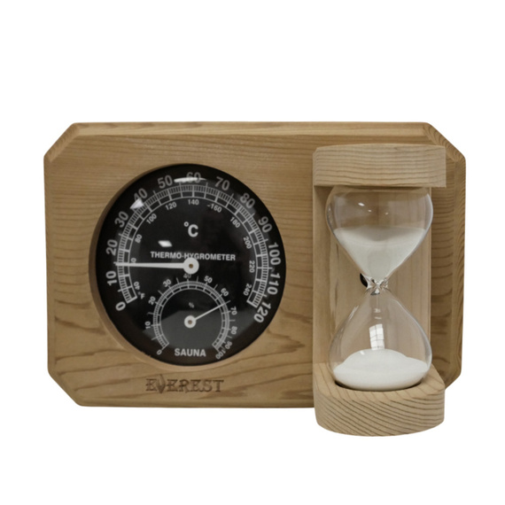 Термогигрометр Everest мини с часами кедр  ( TG-08 black ) 2600