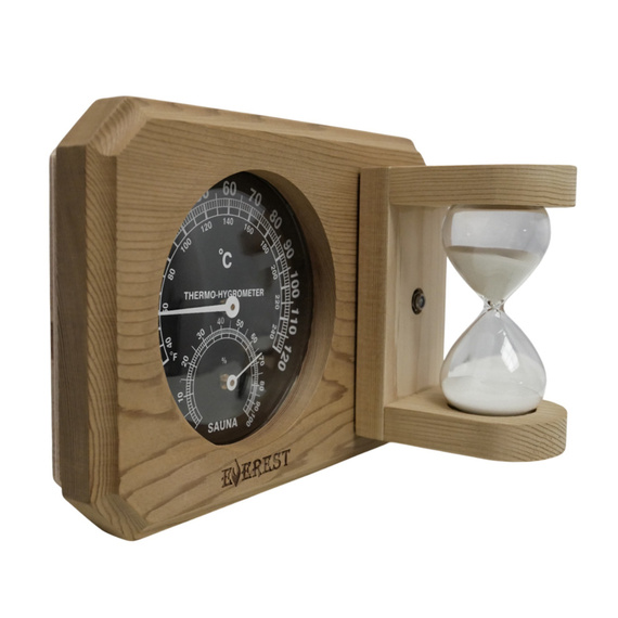 Термогигрометр Everest мини с часами кедр  ( TG-08 black ) 2600