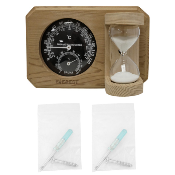 Термогигрометр Everest мини с часами кедр  ( TG-08 black ) 2600