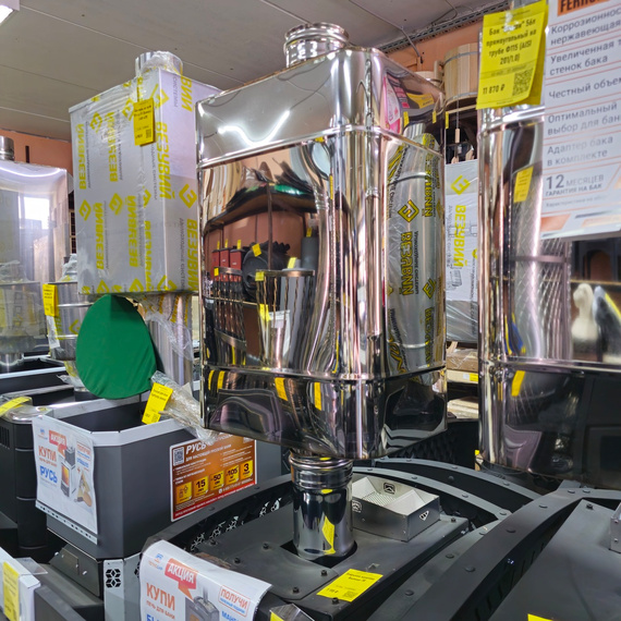 Бак Эльтон 73 л. прямоугольный на трубе Ф115 (AISI 201/1.0) 15058