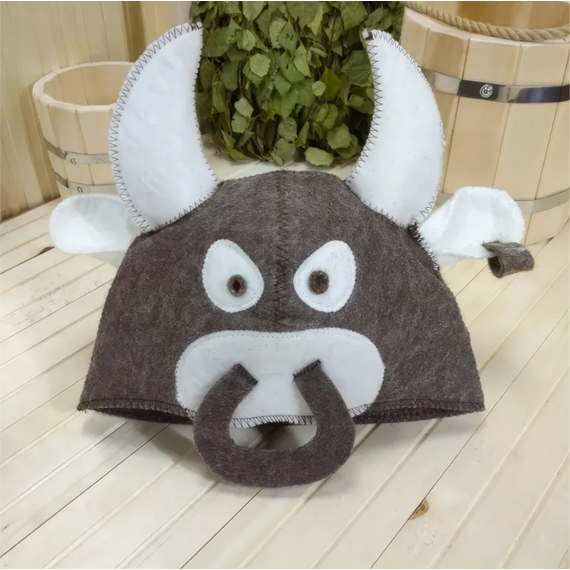 Шапка модельная коричневая "Бык" ТМ "Жар-Банька"