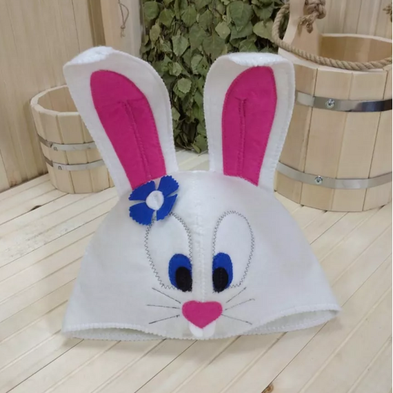 Шапка модельная белая "Кролик с васильком" ТМ "Жар-Банька" 650