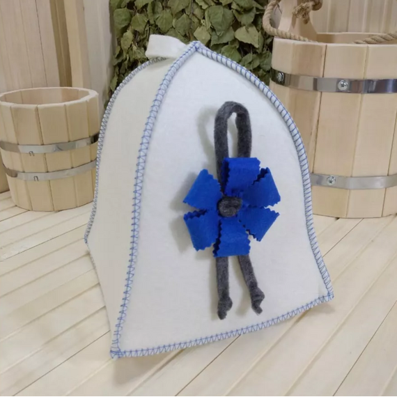 Шапка для бани белая "Синий цветок" ТМ "Жар-Банька" 270