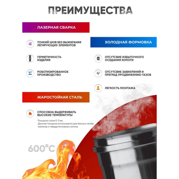 Колено угол 135° 2 секции AISI 430/нерж. 0,5 мм Ferrum