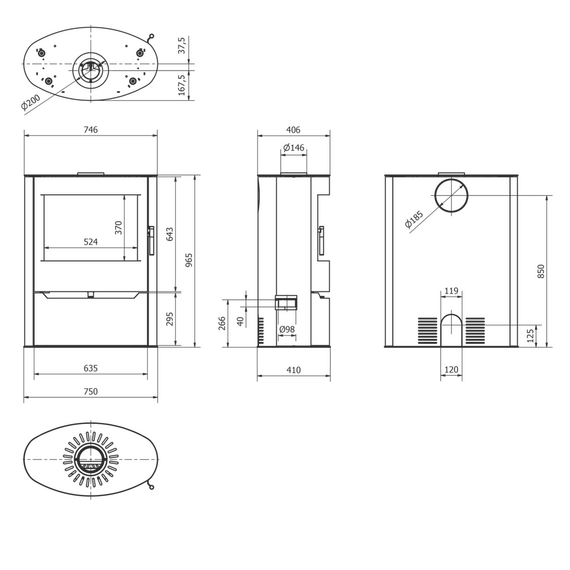 RENVIK "ILDNORD" печь-камин до 200м3