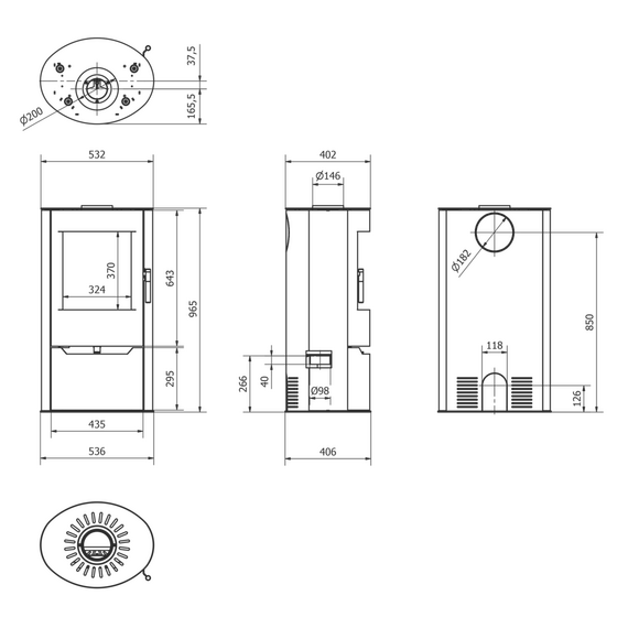 TORVEN "ILDNORD" печь-камин до 200м3