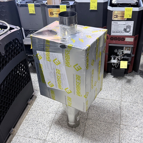 Бак на трубе прямоугольный 55 л. Везувий из нерж. стали ф 115 мм