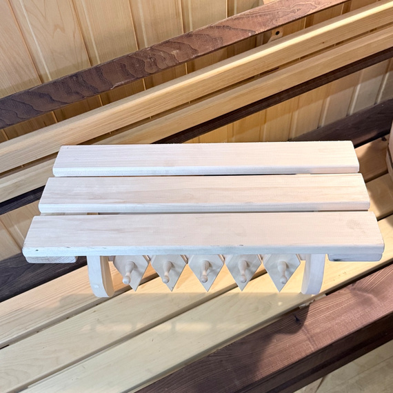 Полка-вешалка "Ромб" 5 крючков с полкой для шапок, липа