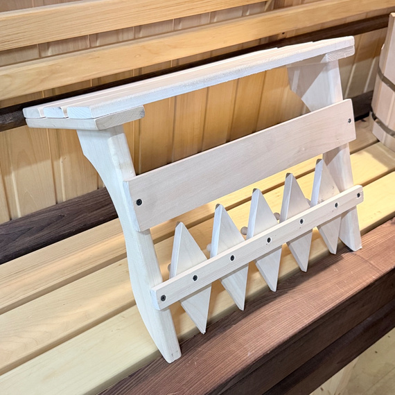 Полка-вешалка "Ромб" 5 крючков с полкой для шапок, липа