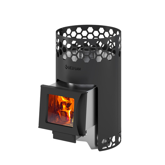 Черная пчёлка Inox С стекло печь для бани нержавейка