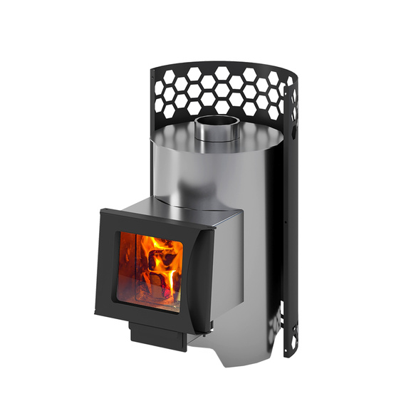 Черная пчёлка Inox С стекло печь для бани нержавейка
