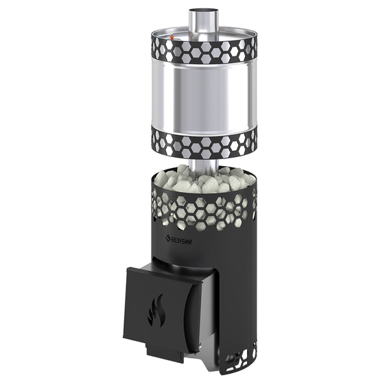 Черная пчёлка Inox с встроенным баком для воды печь для бани нержавейка