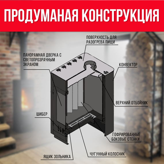 Аляска 150 печь-камин до 150м3