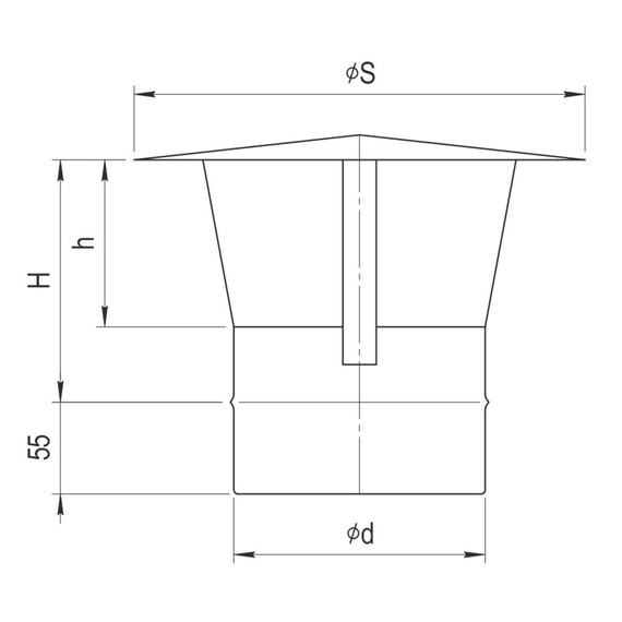 Зонт одностенной дымовой трубы (К) Ferrum 534