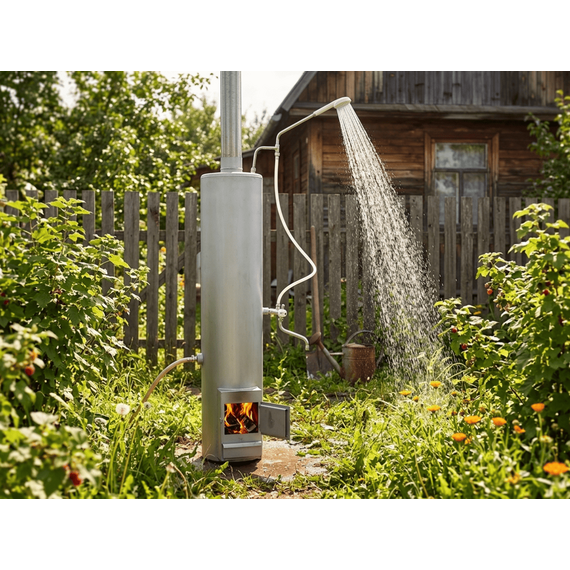 Водогрейная колонка на дровах Ермак КВЭ-II-90 правая, Вариант исполнения: Без смесителя и ТЭНа 