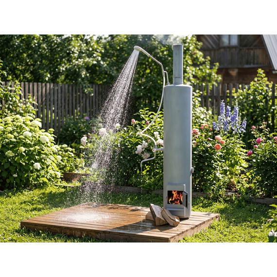 Водогрейная колонка на дровах Ермак КВЭ-II-90 левая, Вариант исполнения: Без смесителя и ТЭНа, Вес : 40 