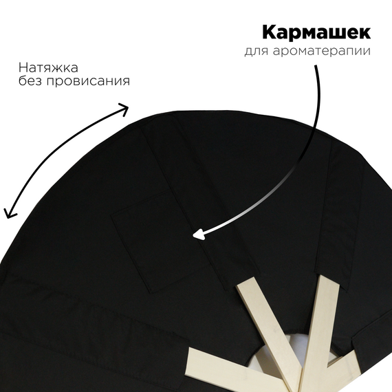 Веер банный для разгона пара, опахало для бани, цвет черный № 3