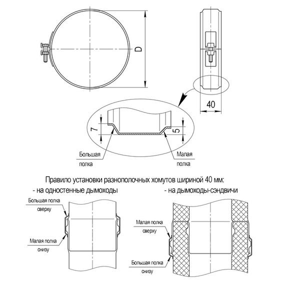 Хомут обжимной Ferrum (430/0,5 мм), Диаметр элемента: 100 № 4