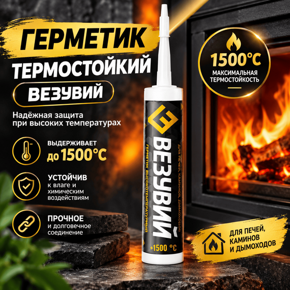 Герметик термостойкий Везувий 1500°С (чёрный) 290 мл 