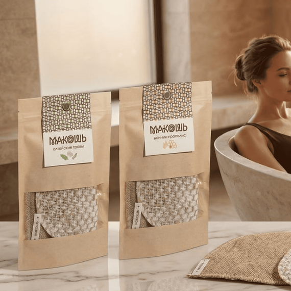 Мочалка "Макошь"Алтайские травы" джут,крапива 18х21см № 4