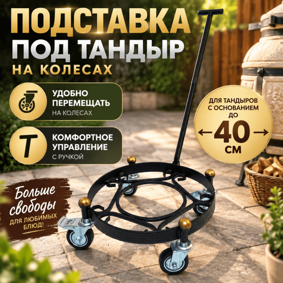Подставка под тандыр на колесах d-40 см 
