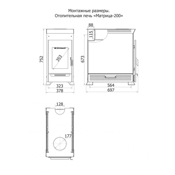 Матрица 200 печь отопительная до 200м3 32480