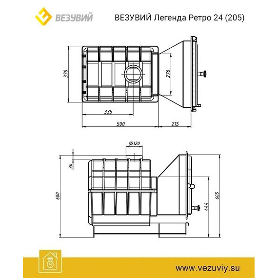 Легенда Ретро 24 (205) печь чугунная для бани под облицовку/обкладку 61940