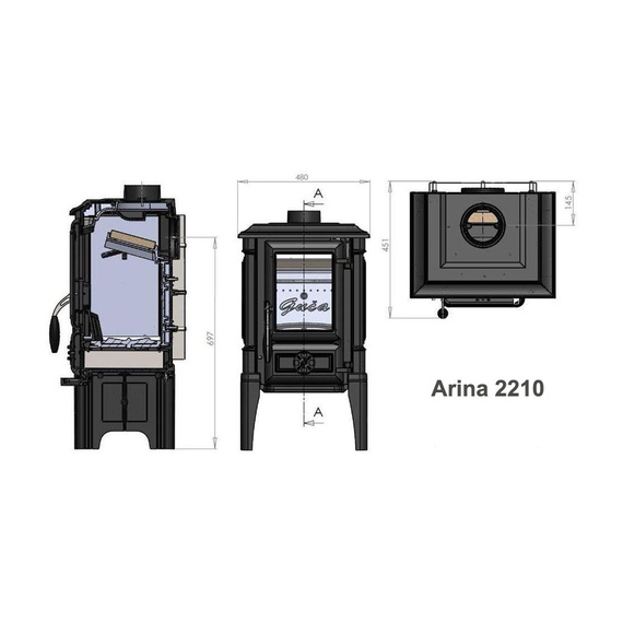 Arina High печь-камин чугунный до 170м3 82900