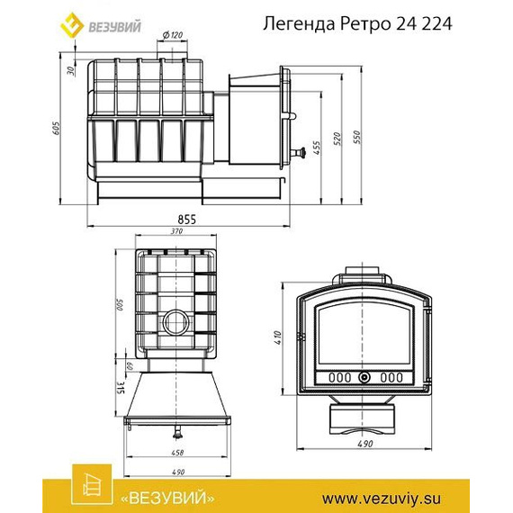 Легенда Ретро 24 (224) печь чугунная под облицовку/обкладку для бани/сауны 60170